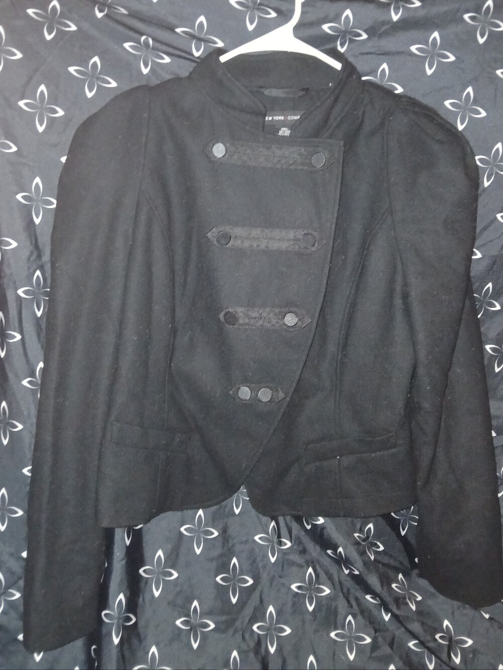 Women's York & Company Black Cropped Collared Military Style Jacket Size 12